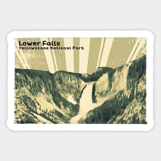 Retro Lower Falls in Yellowstone National Park in yellow and green Sticker